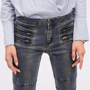 Free People plaid zip jeans size 27